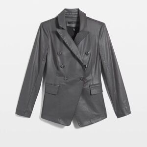 White House Black Market Coated Denim Double-Breasted Studio Blazer size 8